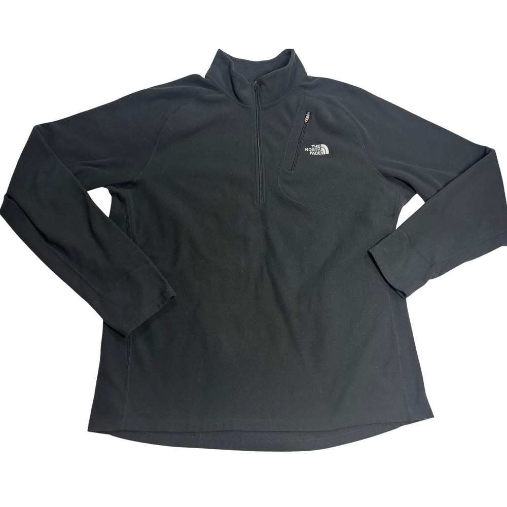 The North Face Fleece Pullover Men's Black Excellent Quarter Zip Thumb Hole XL